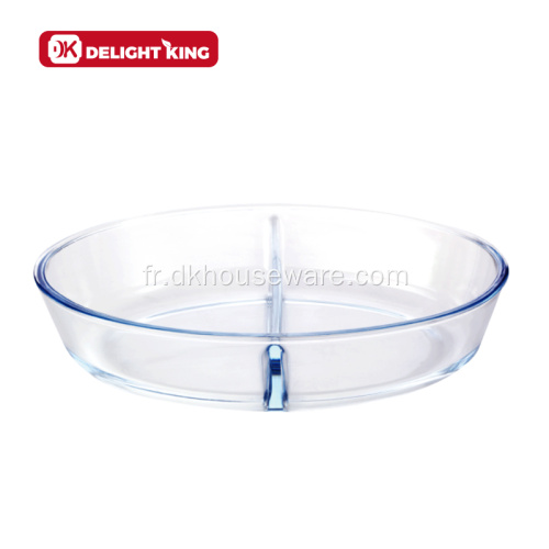 Ustensiles de cuisson en verre à deux compartiments avec séparateur